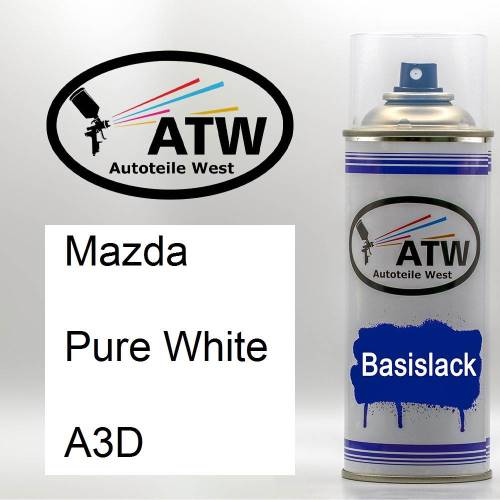 Mazda, Pure White, A3D: 400ml Sprühdose, von ATW Autoteile West.